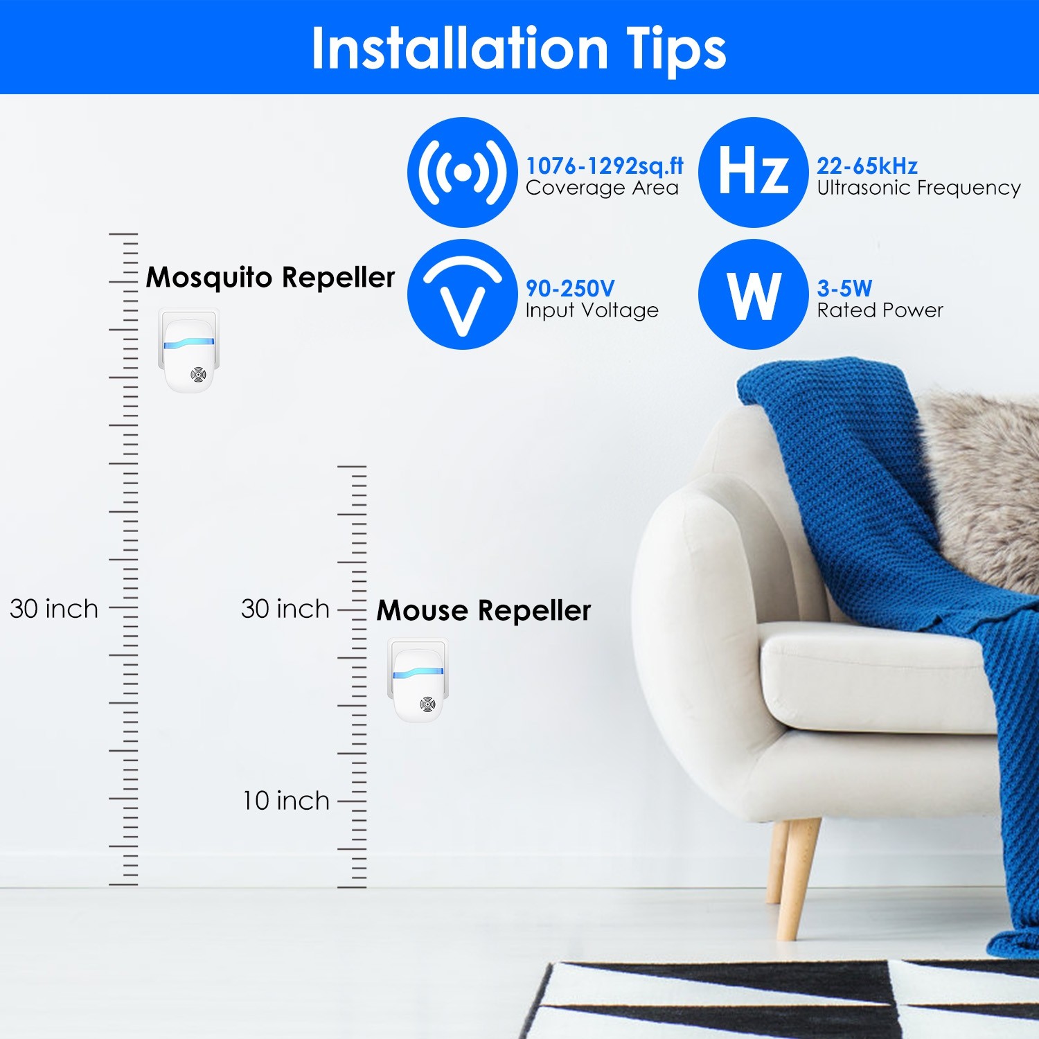 6 Pack Ultrasonic Pest Bugs Repeller Indoor Plug in Pest Control