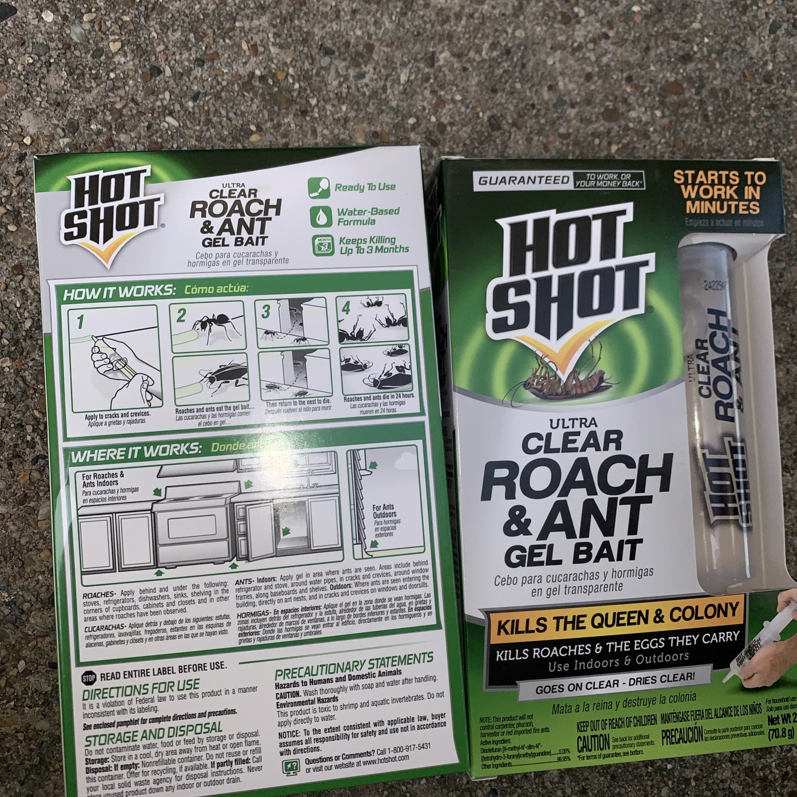 2 Pack Hot Shot Ultra Clear Roach & Ant Gel Bait – Killer Water Based 2.5oz Gel