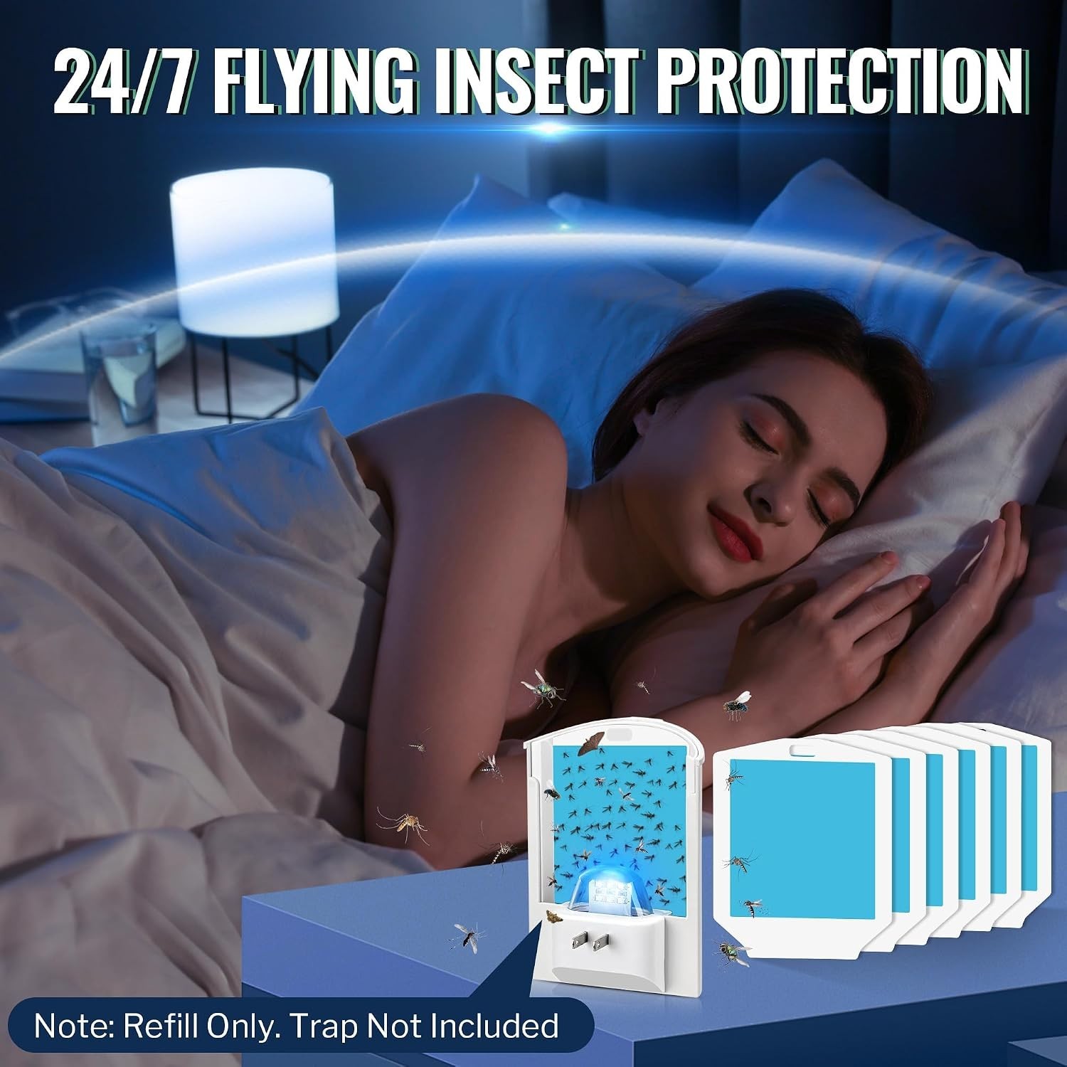 20 Pcs Refill Cartridges for Stem Flying Insect Light Trap, Glue Card Replacemen