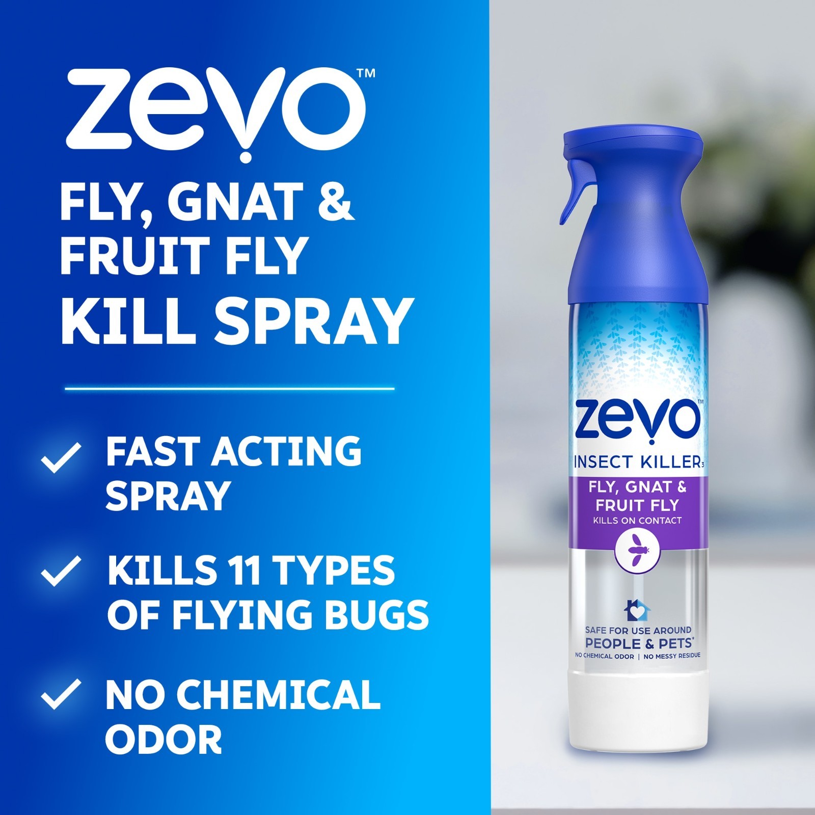 3PACK Zevo Flying Insect Killer Spray, Fly, Gnat, Fruit Fly, Mosquito Bug Killer