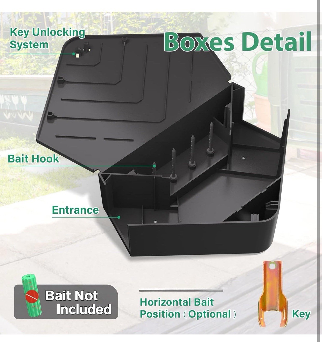 Rat Station Box with Keys, 2 Pack – Safe for Kids/Pets, Reusable, Indoor/Outdoor