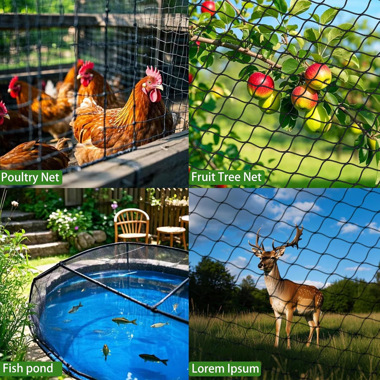 12 X 50 FT Bird Netting for Garden, 1″ Square Mesh Size Heavy Duty Nylon Chicken