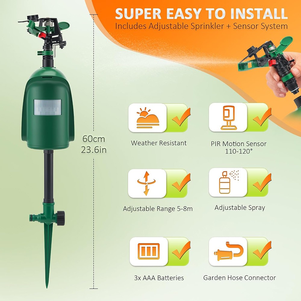 1PCS Motion Sprinkler Animal Pest Control Jet Spray Birds Repellent For Garden