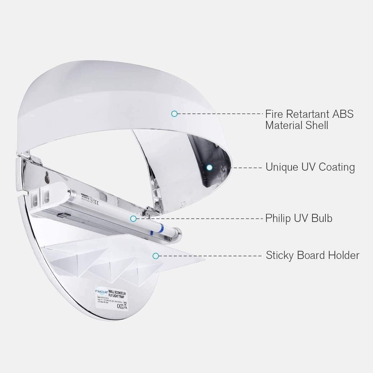 Modern White Wall Sconce Fly Trap – Silent Capture for Homes and Businesses