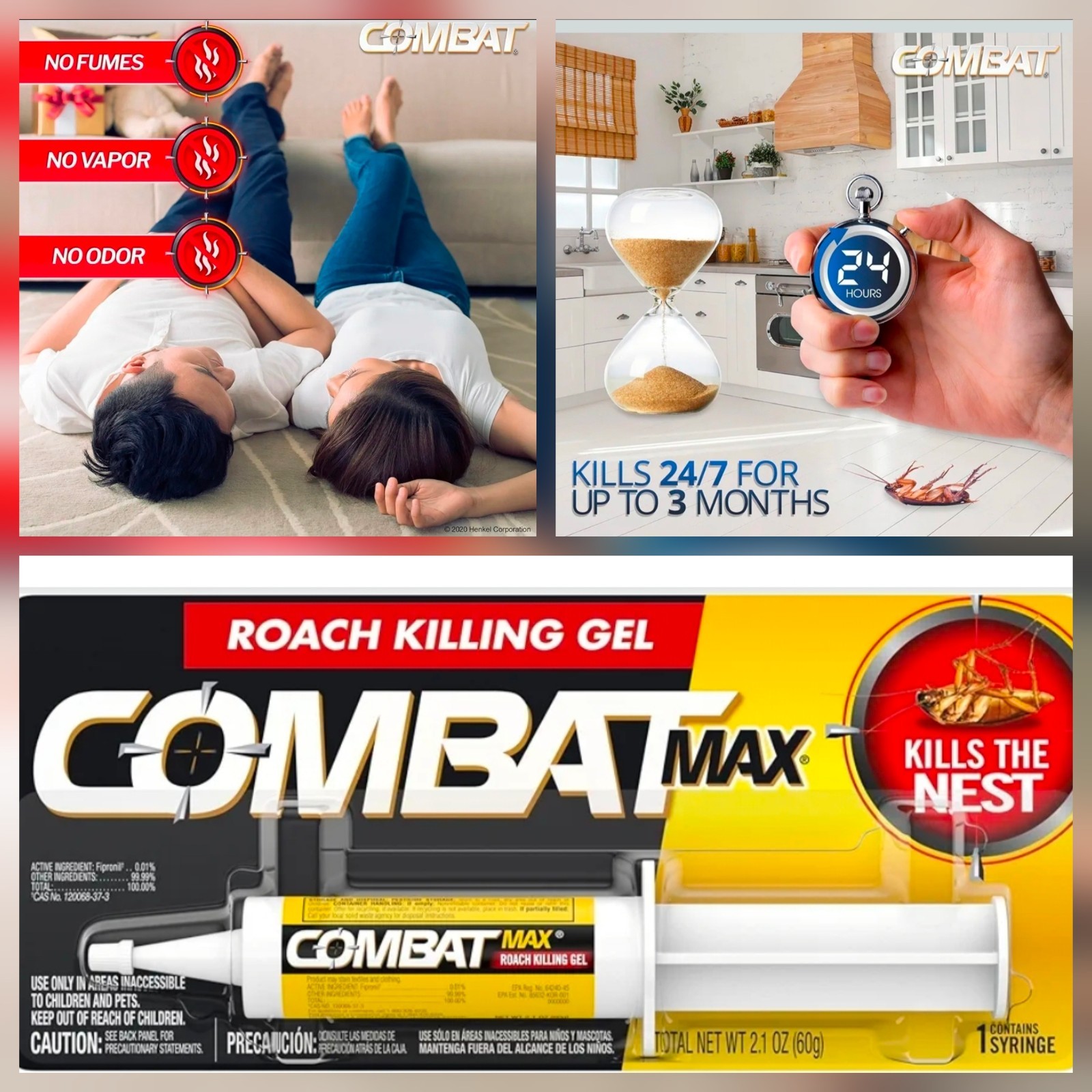 Combat 60g Source Kill Max Roach Kill Gel-2.1 oz – 5 Syringe Bundle!