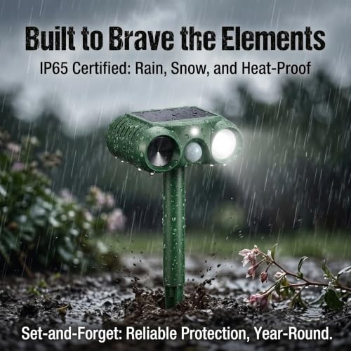 2026 Solar Ultrasonic Animal Repellent Outdoor, Deer Repellent Devices 4 green