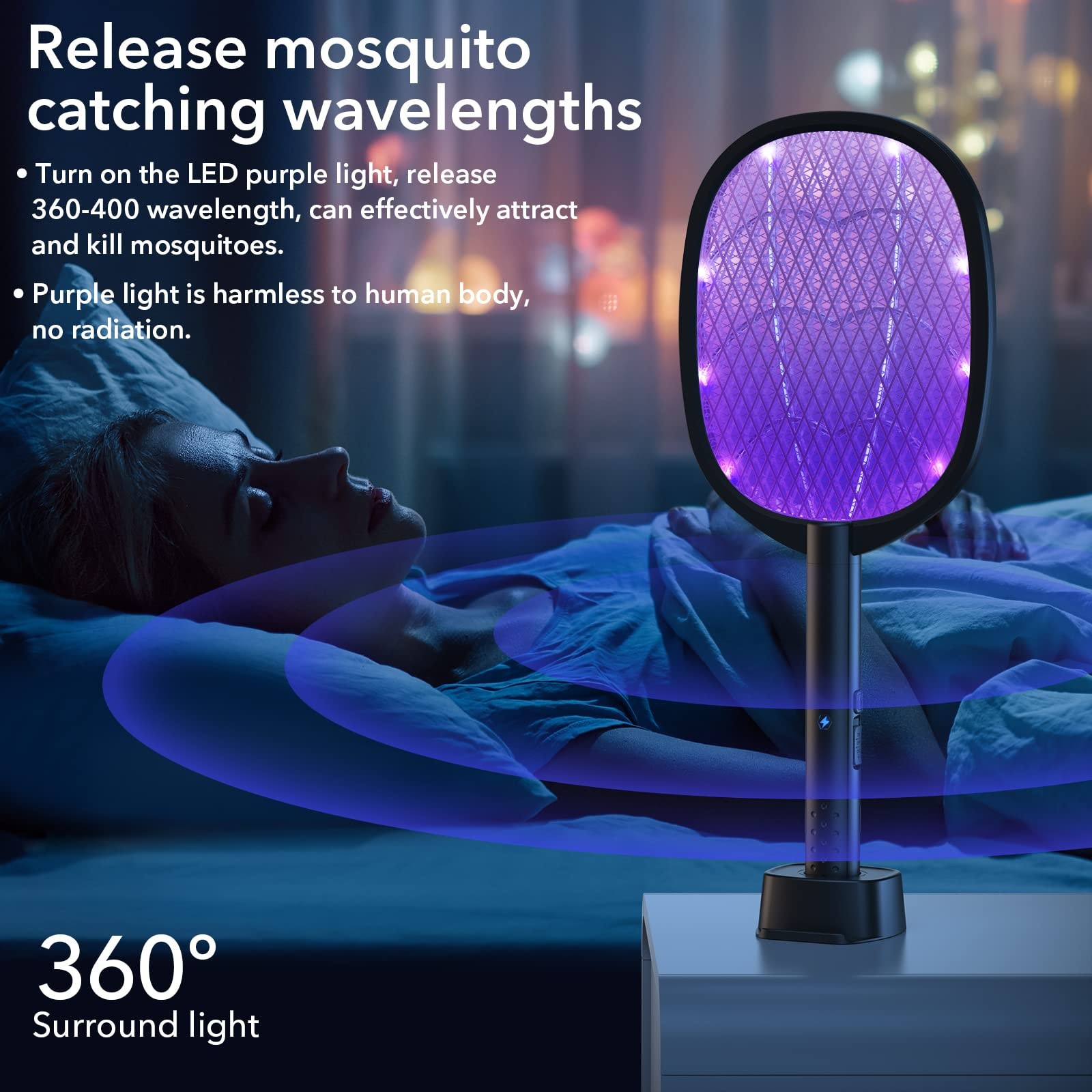 2 Pack Electric Fly Swatter 2 in 1 Bug Zapper Racket & Mosquito Zapper,4000V …