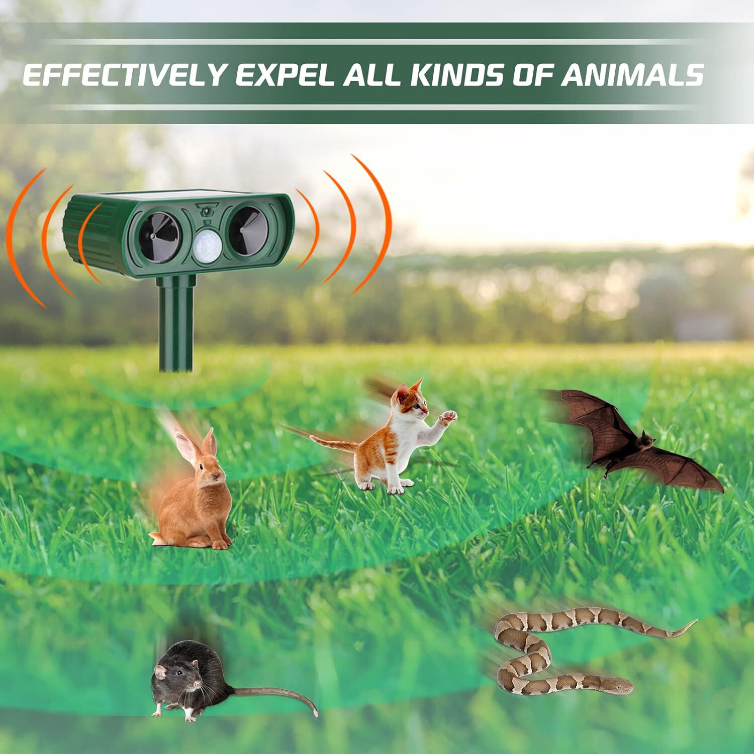 4/6 Pack Solar Ultrasonic Animal Repellent Dog Skunk Deer Raccoon For Garden US