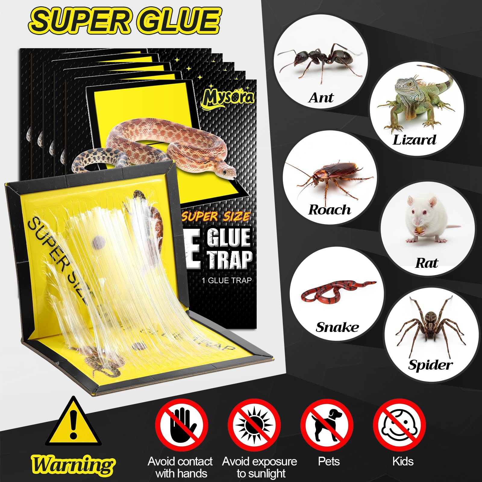 4PCS XL Snake Glue Traps 13×20 Strong Sticky Boards Mice Rat Pest Control