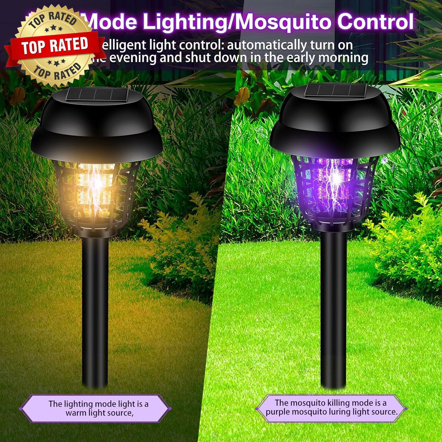4 Pcs Solar Bug Zapper Waterproof Outdoor Mosquito Zapper Mosquito Killer and Li