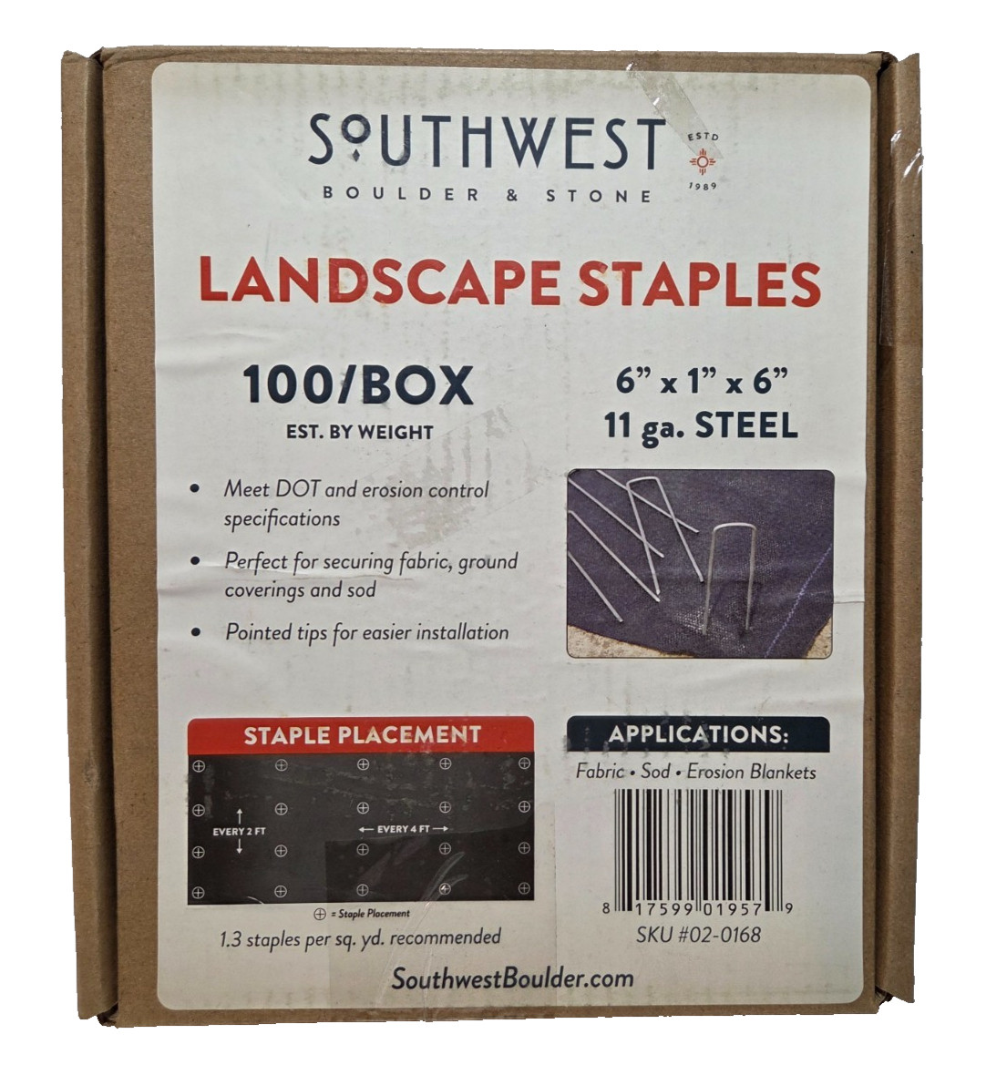 100-Pack – 6 In. Heavy Duty Steel Garden Staples for Weed Barrier Landscape Fabr
