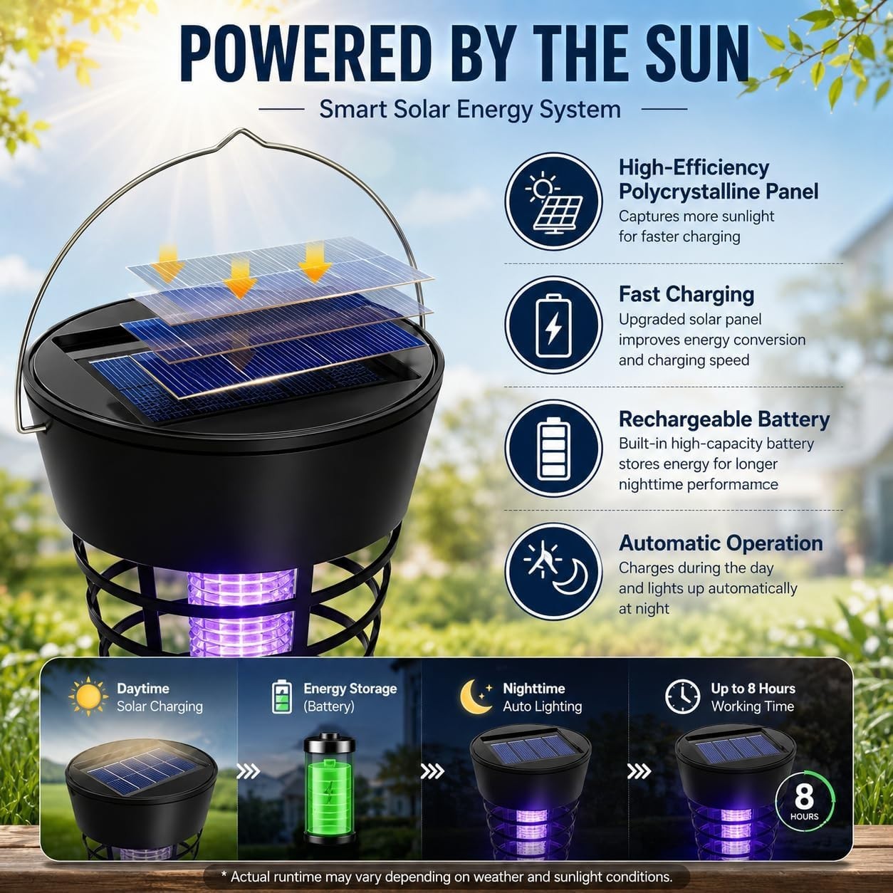 4 Pcs Solar Bug Zapper Waterproof Outdoor Mosquito Zapper Killer and Lighting Re