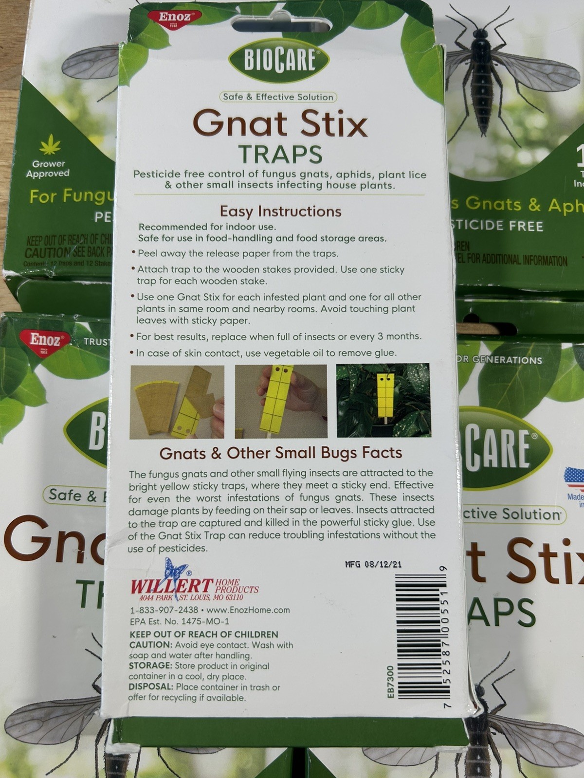 (5 x 12 pack) BioKare Gnat Stix Traps 12pk Fungus Gnat Aphid Indoor Plant