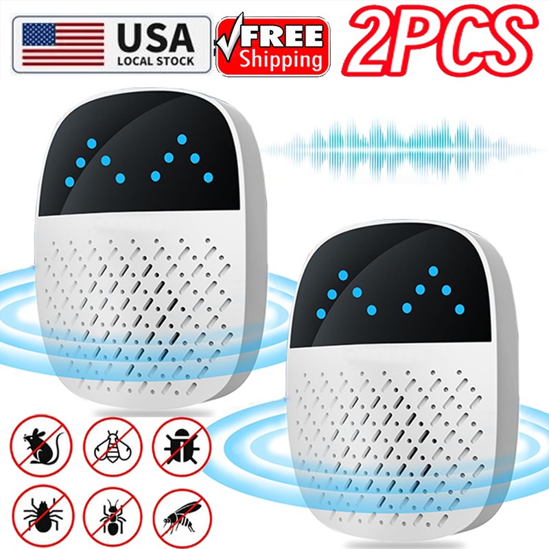 2PCS Ultrasonic Repeller Plug In Electronic Mouse Roach Rodent Repellent Home US