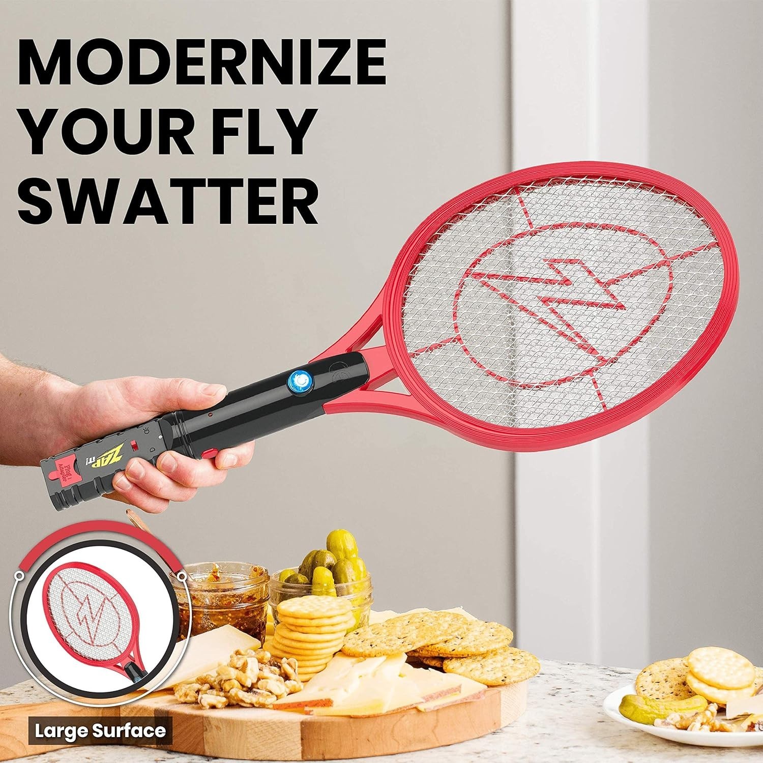 ZAP IT! Bug Zapper Rechargeable Bug Zapper Racket, 4,000 Volt, USB Charging