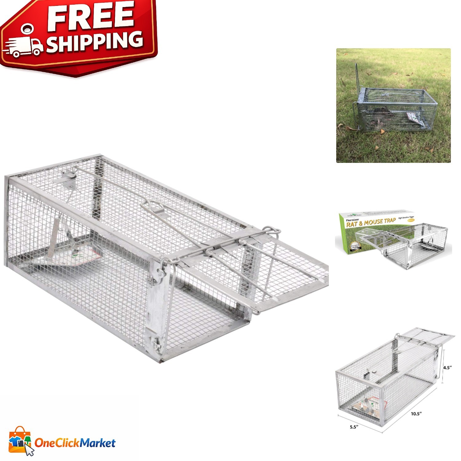 Lightweight Aluminum Chipmunk Trap – 10.5″ Catch and Release Design for Pests