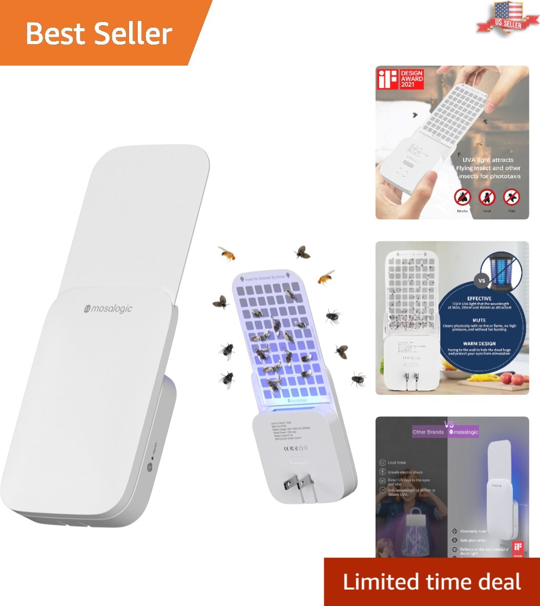 Modern Indoor UV Bug Trap & Soft Night Light – Mosquito & Moth Catcher Set of 2