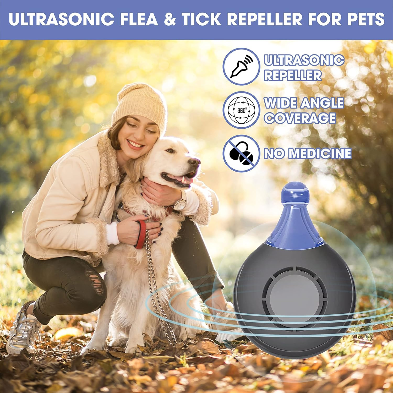 4xAnti Bug Insect Repellent Ultrasonic Pest Flea Tick Repeller for Pets Supplies