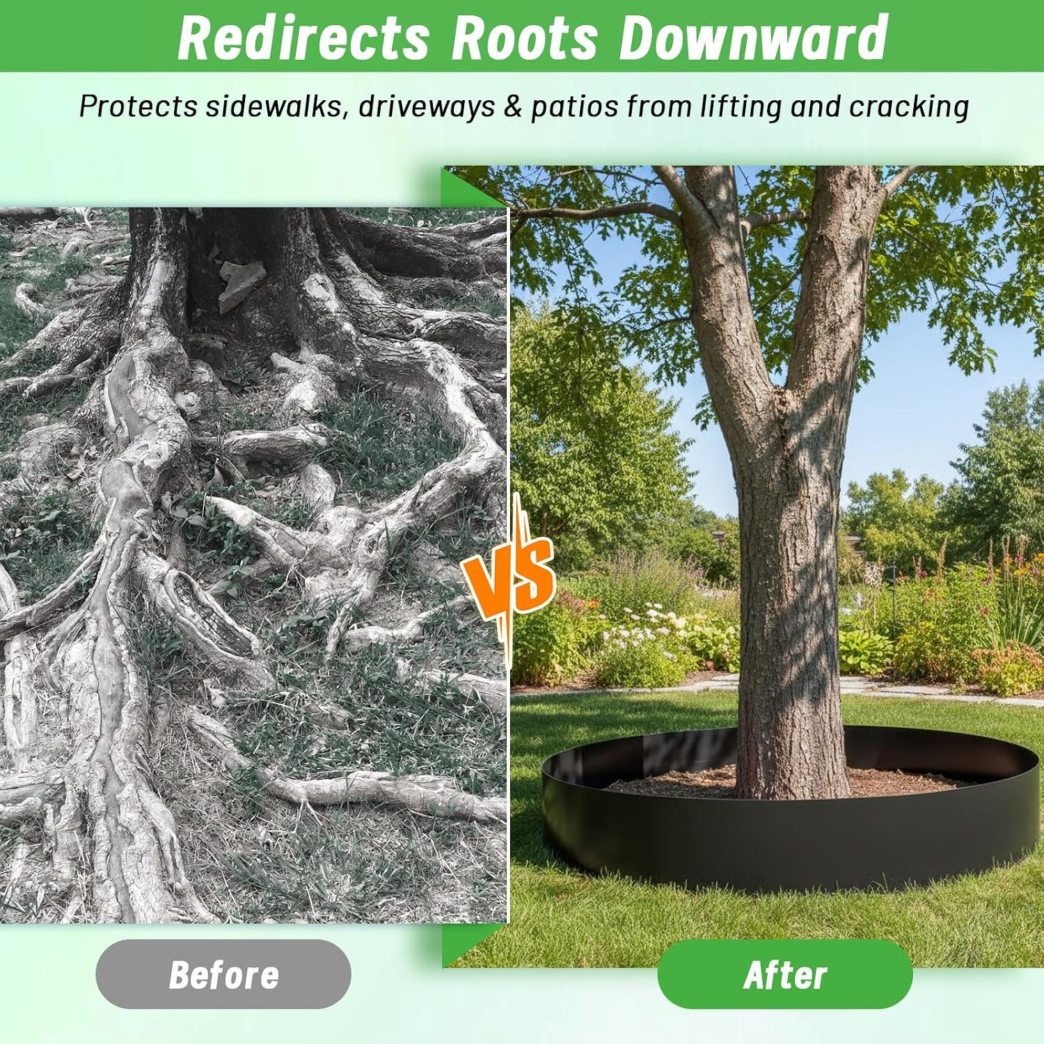 Tree Root Barrier 24In X 20Ft X 60Mil, Extra-Deep Recycled HDPE Bamboo & Tree Ro