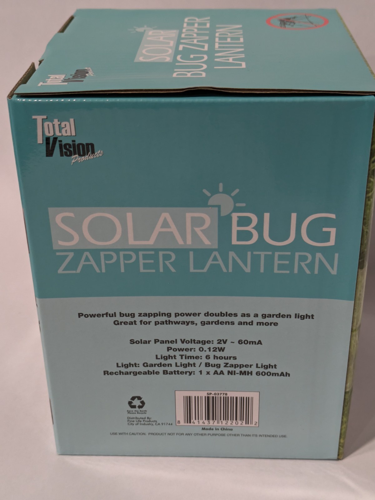 Total Vision Solar Bug Zapper Lantern – LED Outdoor Mosquito Killer UV Light NEW