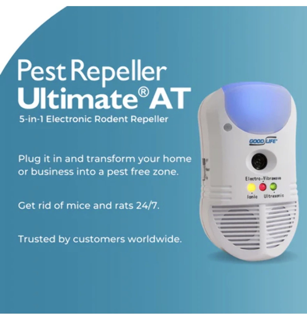 Pest Repeller Ultimate AT 5 in 1 Indoor Plug In Pest & Rodent *Made In Taiwan*