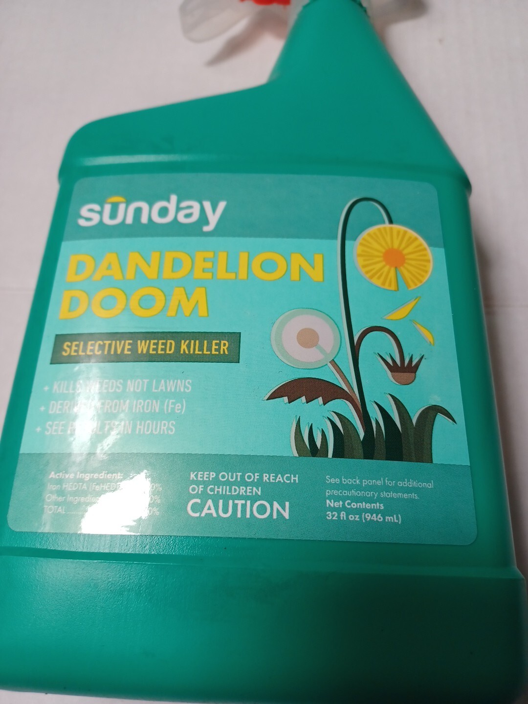 Sunday Dandelion Doom – Sunday Spot Weed Control 32 Fl. Oz. Bottle- NEW