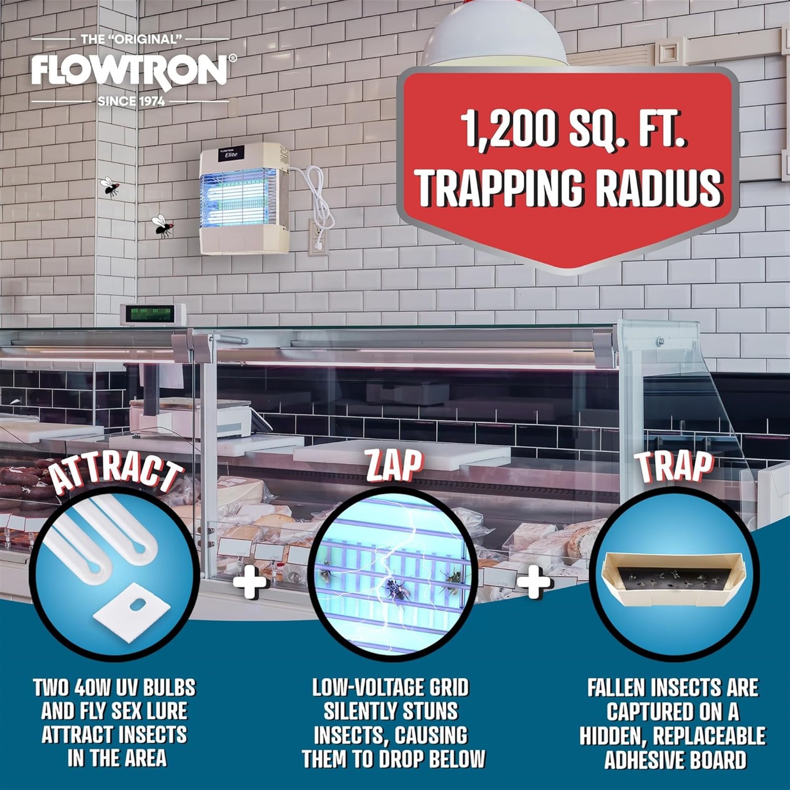 Flowtron Fly Stun Unit, 1200 Sq Ft Electric Indoor Bug Zapper for Gnats & More
