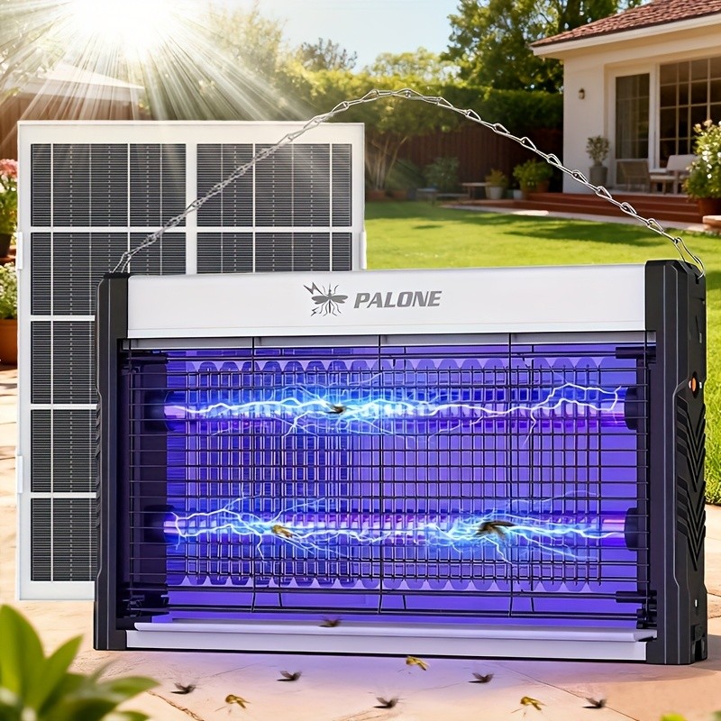 Solar Bug Zapper Outdoor, USB Rechargeable UV Mosquito Zapper + 7.5W Solar Panel