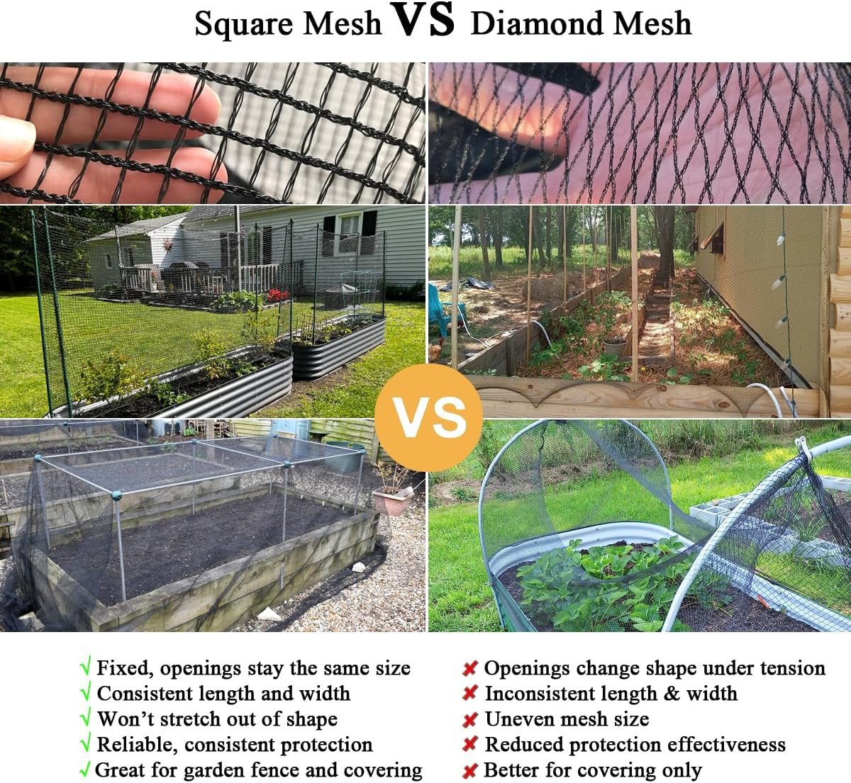 Deer Fence Netting 7X100 FT, 1/2 in Mesh Strong Bird Netting, Garden Fence Anima