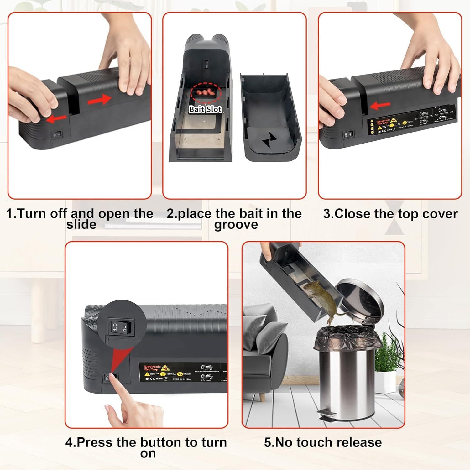 Electronic Mouse Trap Control Kill Big Rat Pest Electric Rodent Zapper Upgraded
