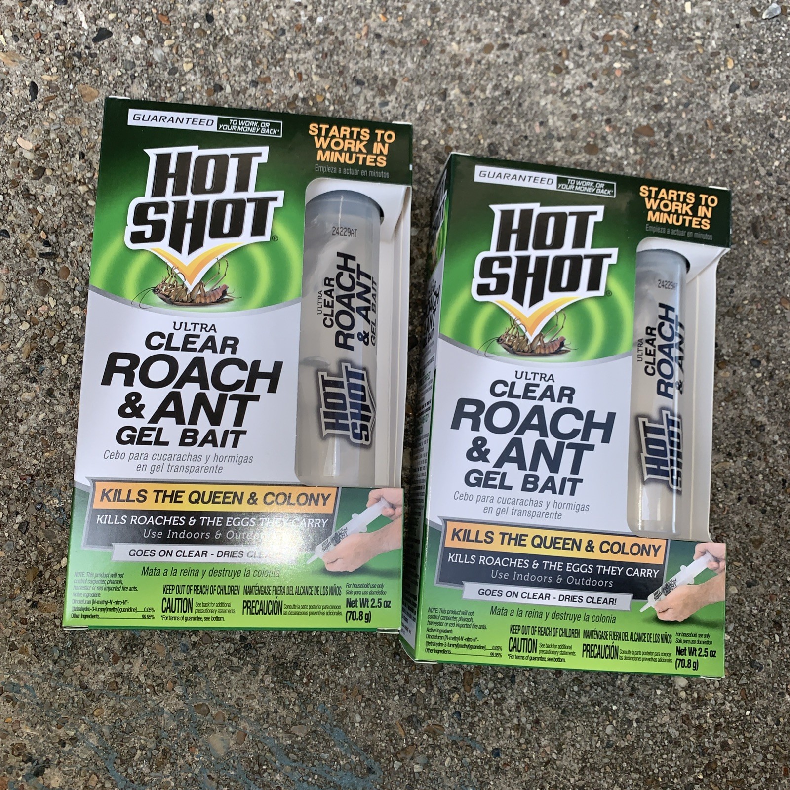 2 Pack Hot Shot Ultra Clear Roach & Ant Gel Bait – Killer Water Based 2.5oz Gel