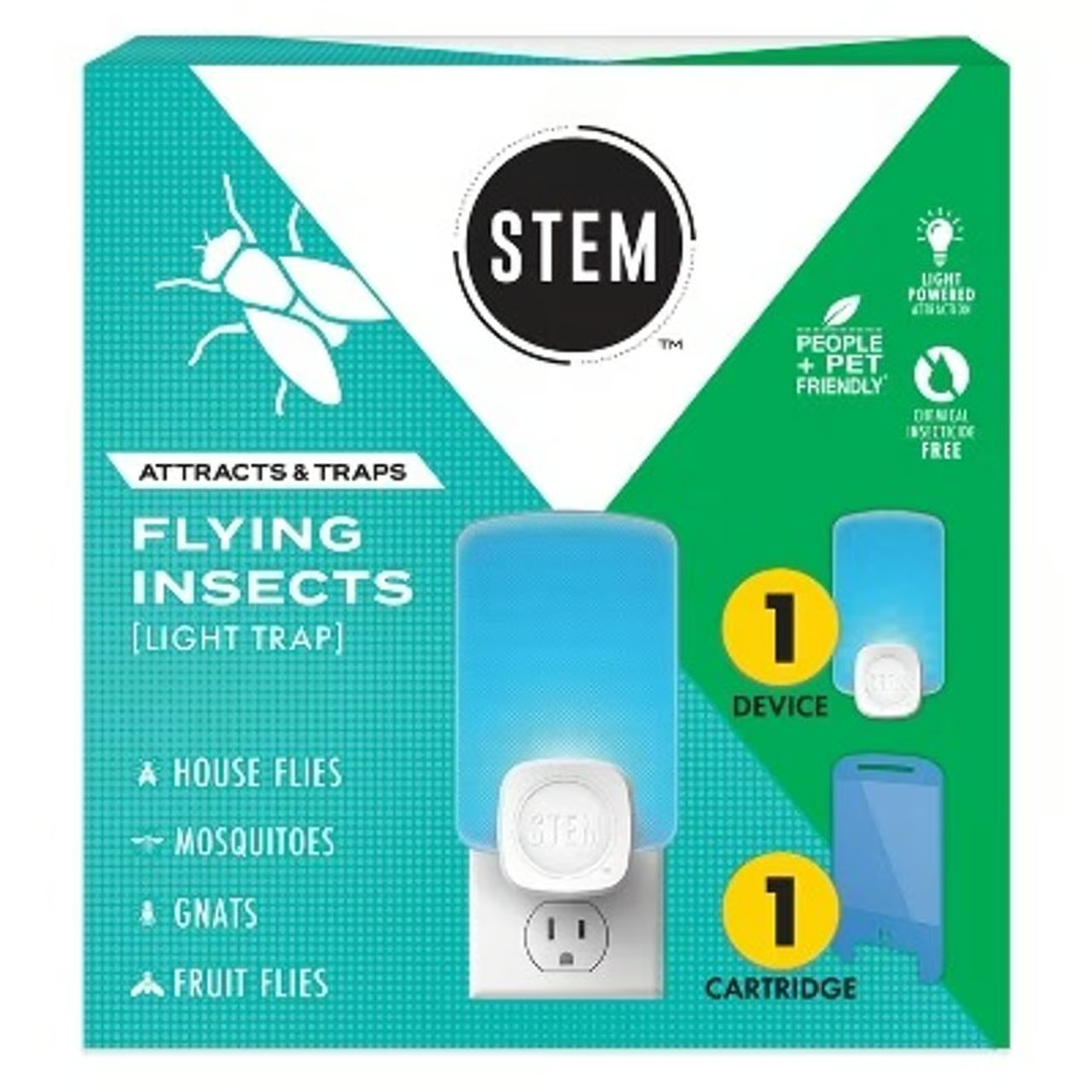 STEM Flying Insect Light Fly & Gnat Trap Starter Kit – 1 Light Trap + 1 Cartridg