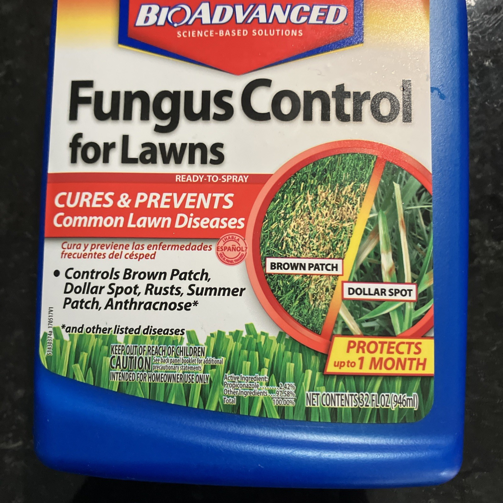 Lot of 2 BioAdvanced Fungus Control For Lawns Cures and Prevents 32 Fl Oz Each