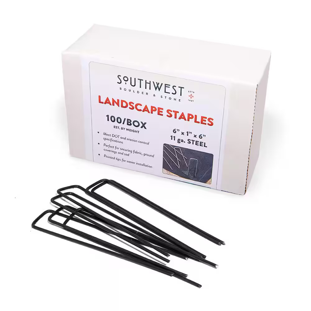 6 In. Heavy Duty Steel Garden Staples for Weed Barrier Landscape Fabric 100 Pack