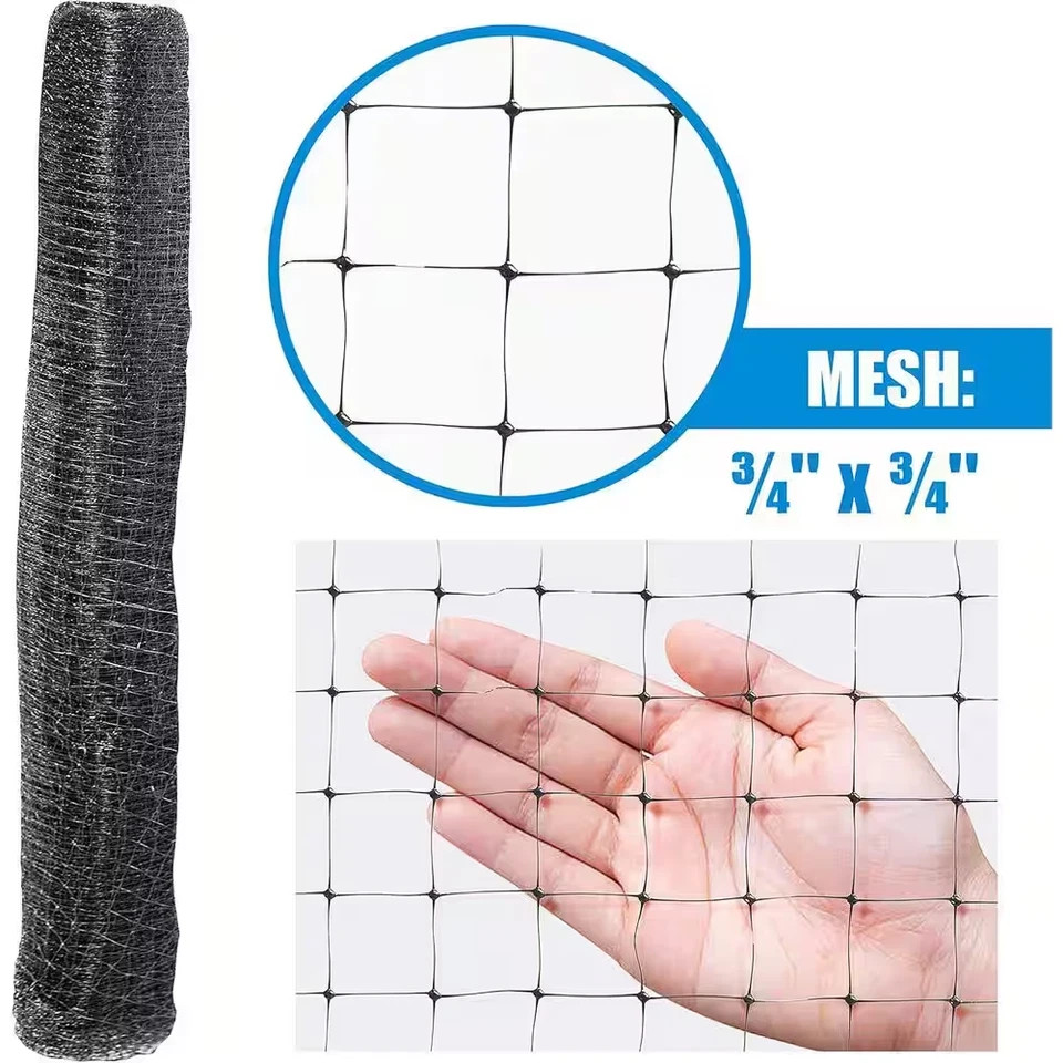 7 Ft. X 100 Ft. X 3/4 In. Black Plastic Bird Netting for Vegetable, Tree and Fru
