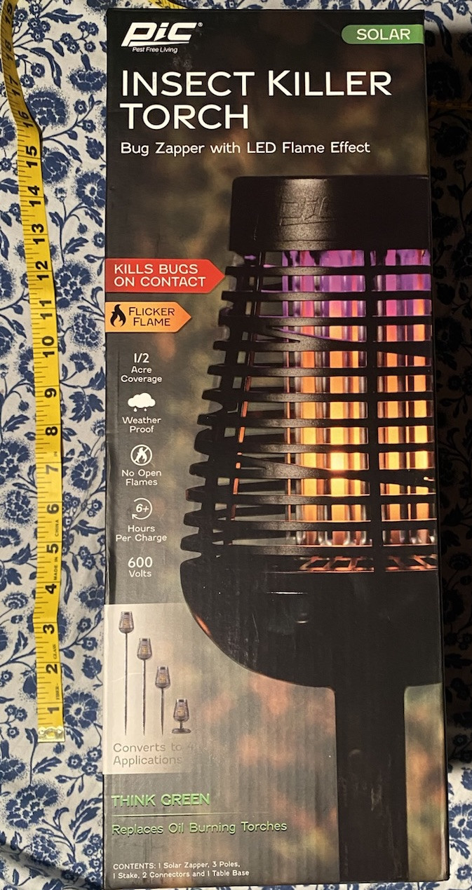 PIC Solar Insect Killer Torch LED Flame Effect 600 Volt Bug Zapper Pathway Light