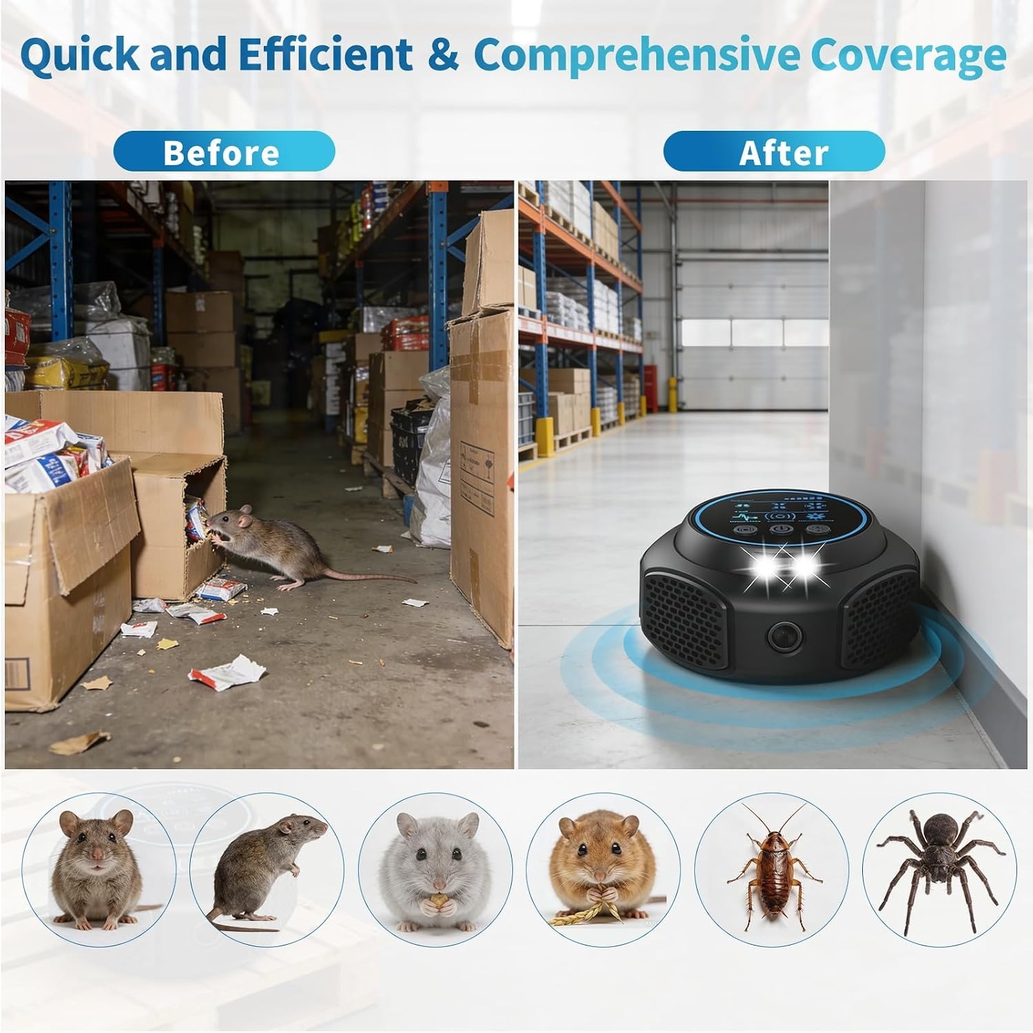 3 Smart Modes Ultrasonic Pest Repeller: Effective Insect & Rodent Control