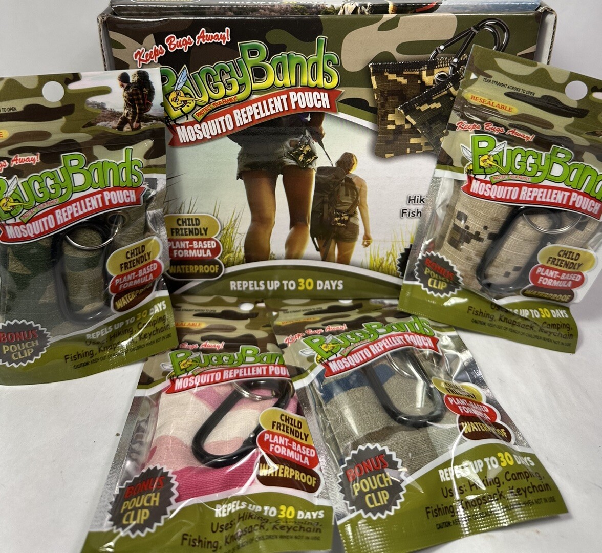 Mosquito Repellent Camo Pouch BuggyBands Hiking Camping Keychain Lot of 20