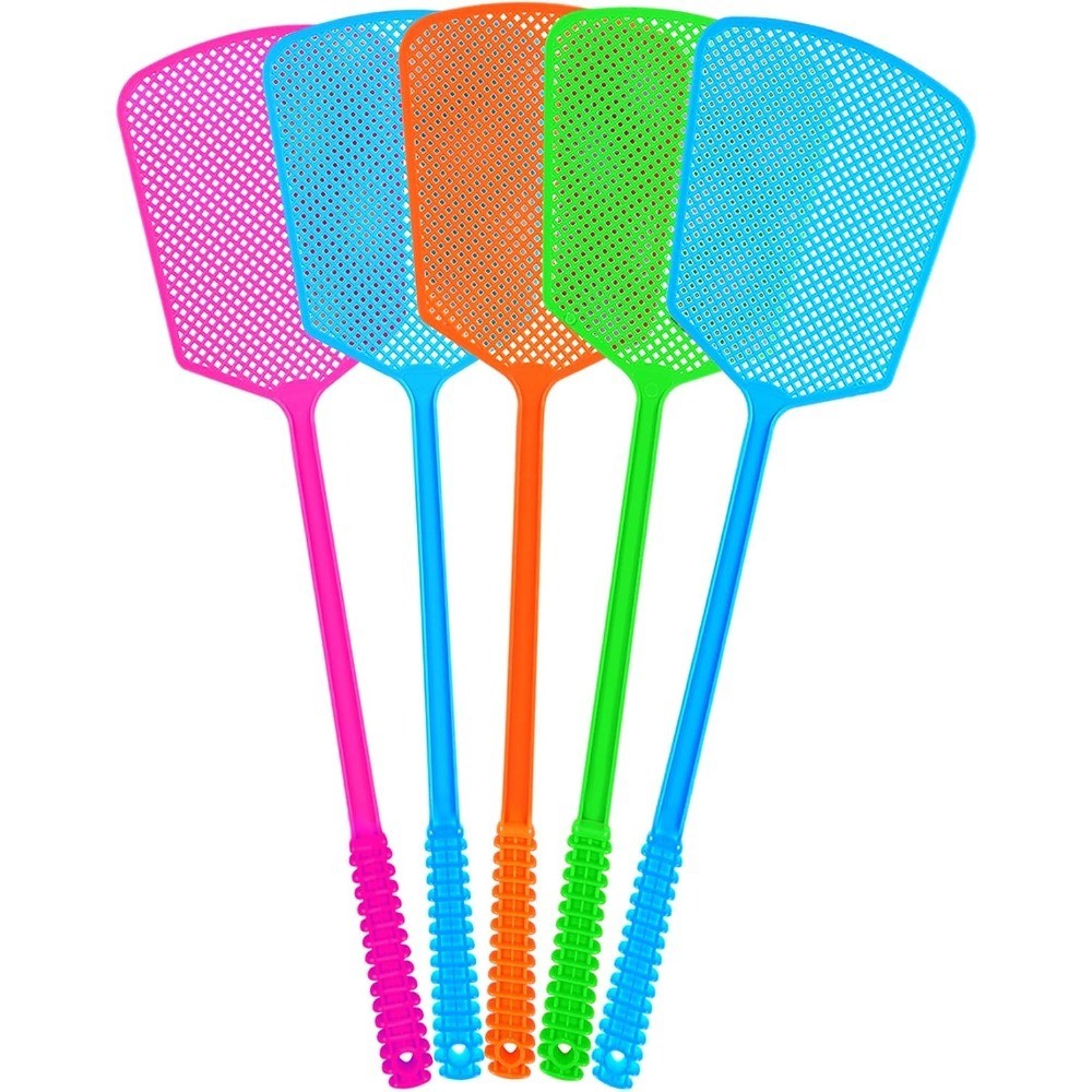Fly Swatter,5 Pack Plastic Heavy Duty Manual Fly Killer, Long Handle Flyswatter,
