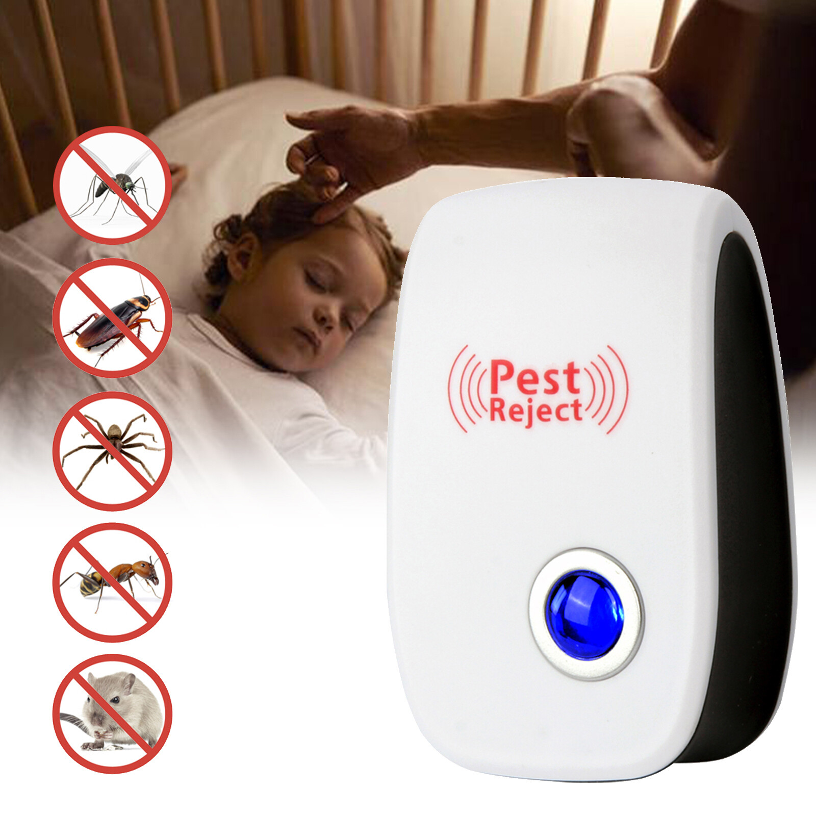 Electronic Pest Reject Control Ultrasonic Repeller Home Bug Rat Spider Roaches
