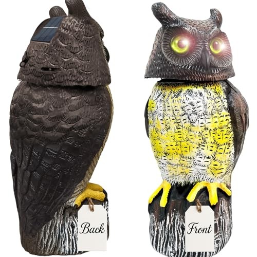 1Pcs Solar Power Owl Decoy – 17″ Motion Sensor Pest Repellent with Rotating