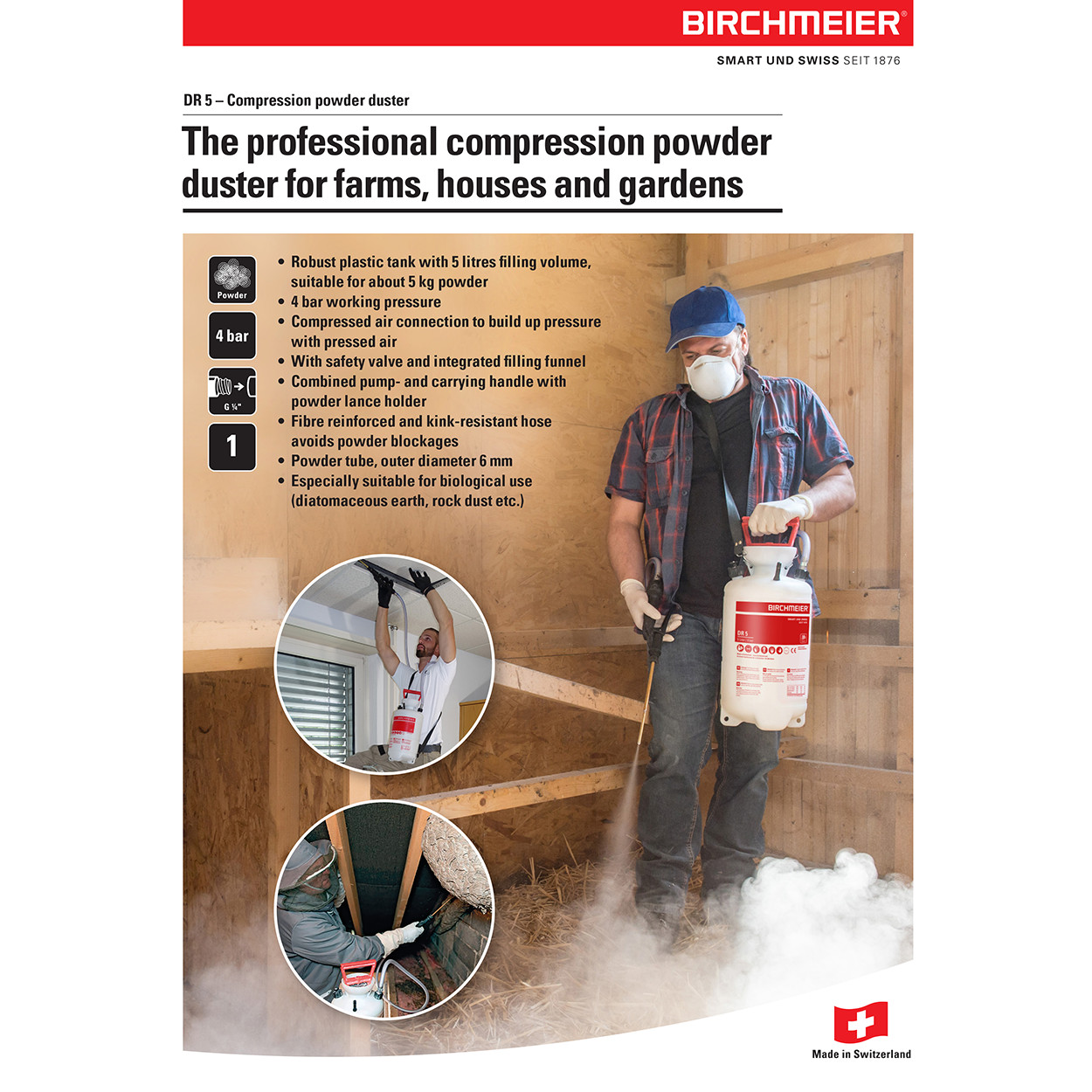 One DR 5 Powder Duster with Compressed Air Connection by Birchmeier