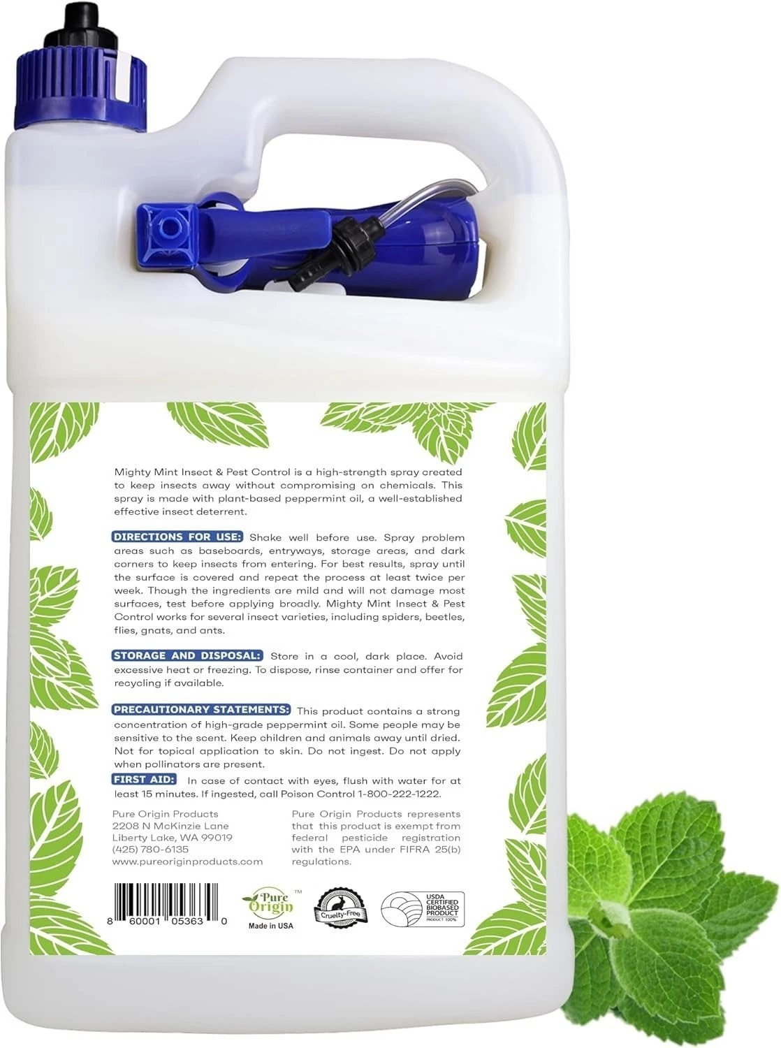 Gallon 128 oz Insect and Pest Repellent Peppermint Oil – Natural Spray for Sp…