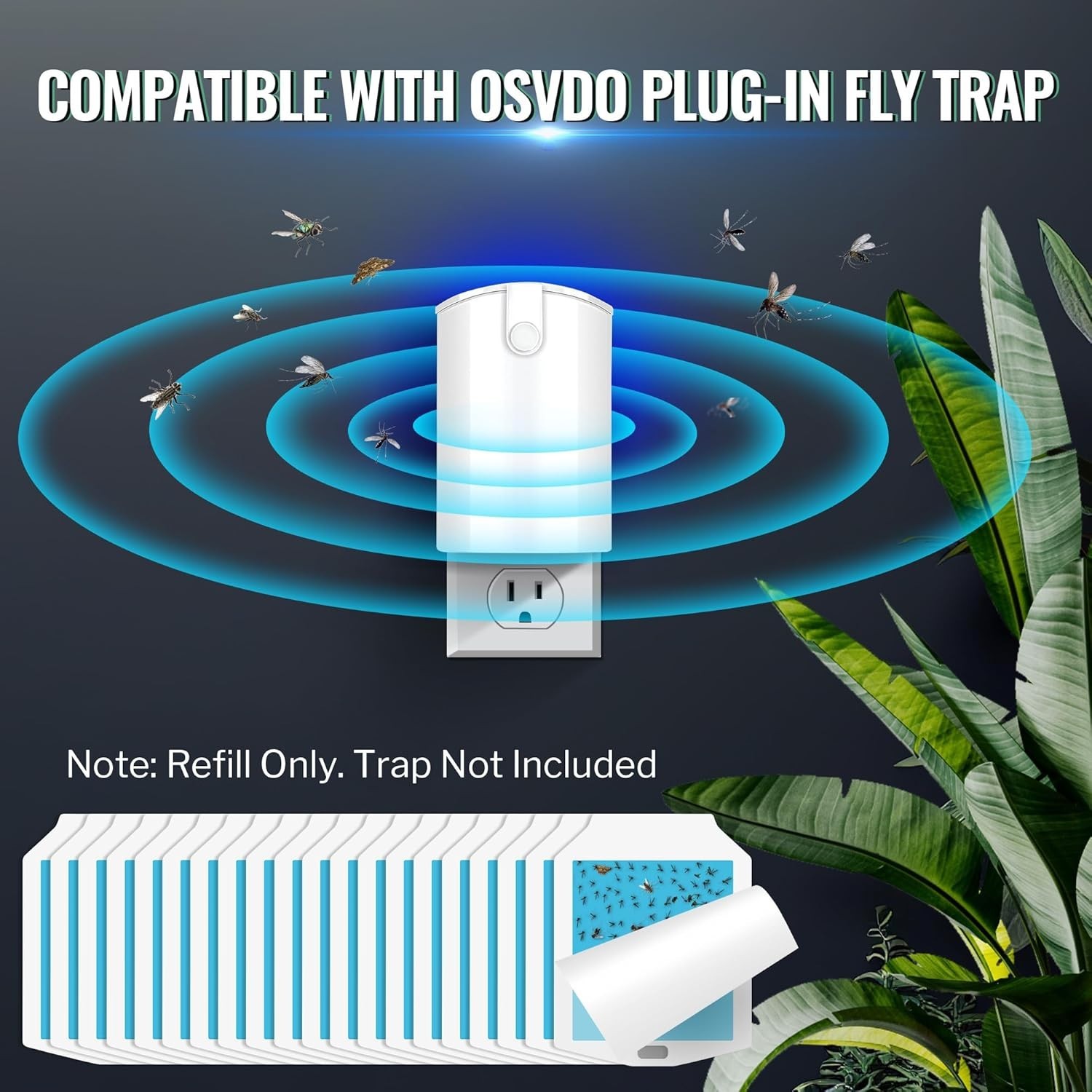 20 Pcs Refill Cartridges for Stem Flying Insect Light Trap, Glue Card Replacemen