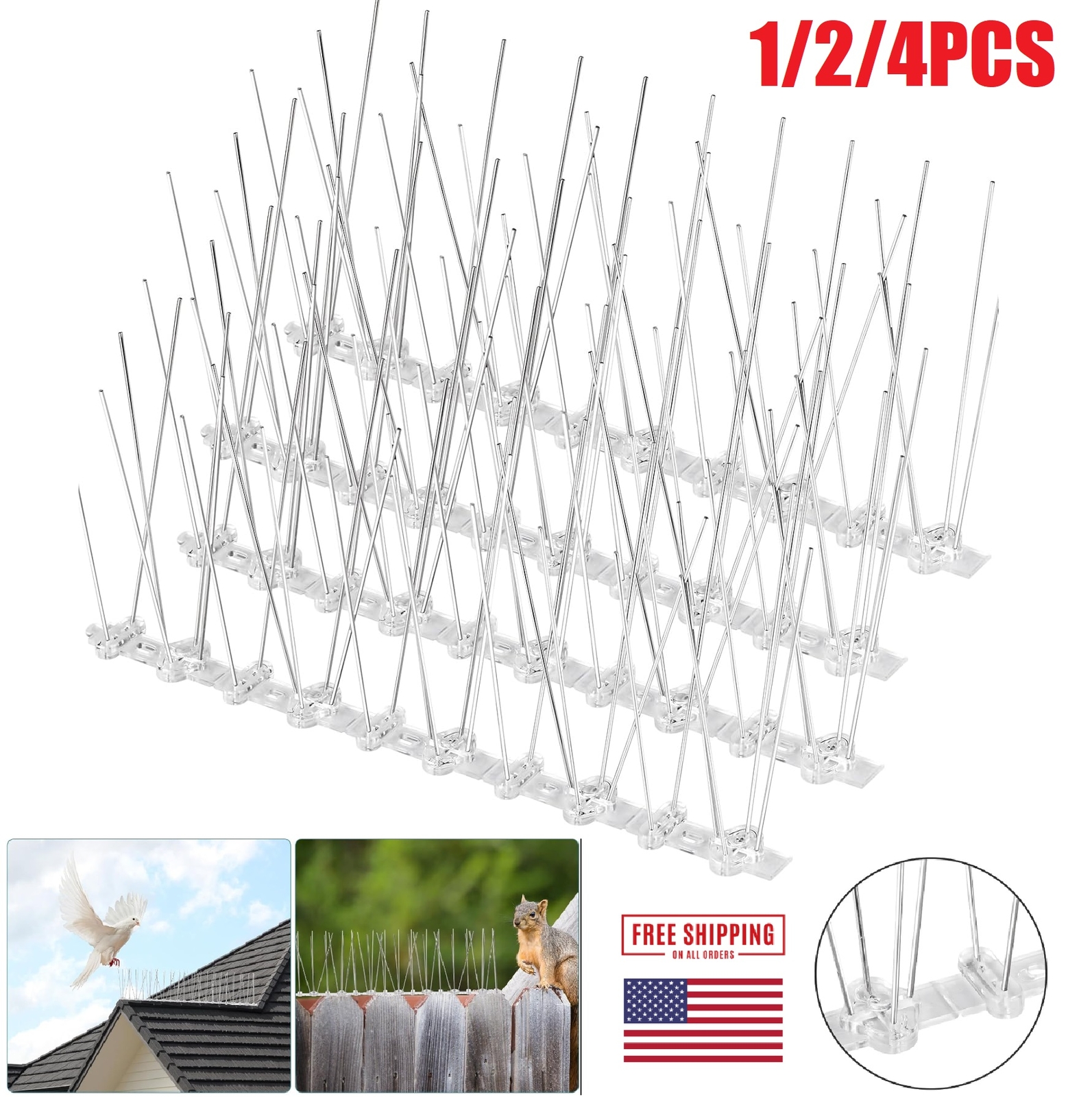 1/2/4PCS Bird Spikes for Pigeons Small Birds Anti Bird Spikes Easy to Install