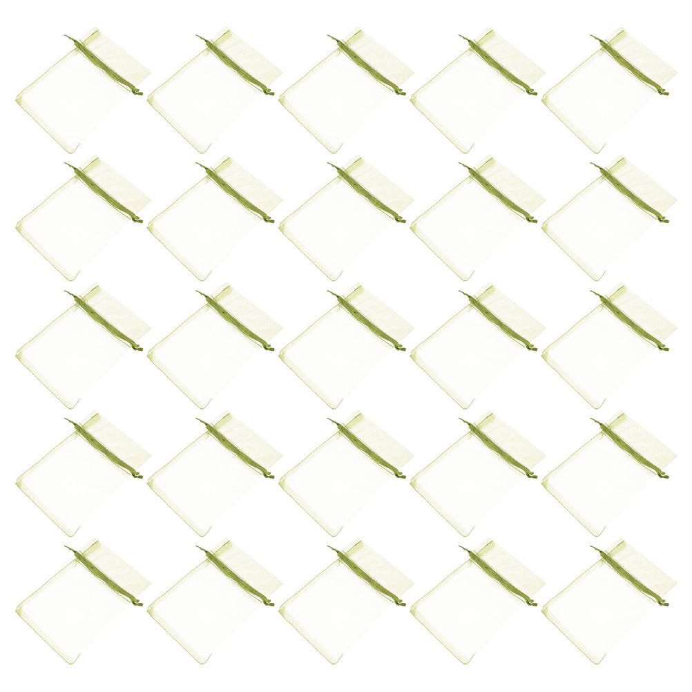 50Pcs Reusable Organza Fruit Mesh Bags Light Green Drawstring Netting Pouches