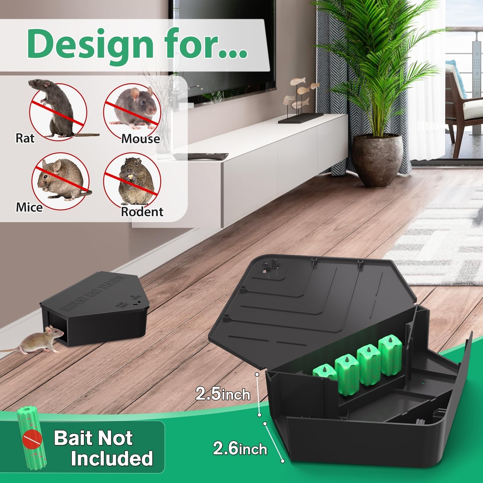 2 Pack Rat Station Box with Keys – Rodent Control, Safe for Kids & Pets, Reusabl