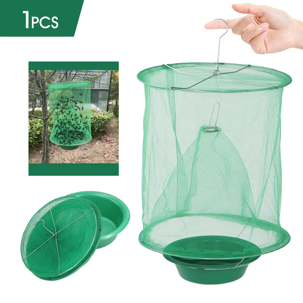 1PCS Fly Catcher Natural Bait Trap Automatic Flycatcher Insect Killer Cage Indoo