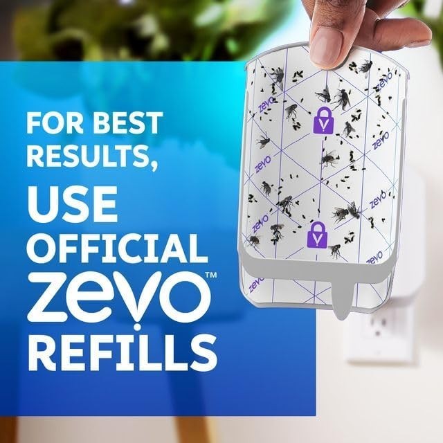 Zevo Flying Insect Trap Starter Kit – 2 Plug-in Bases + 2 Refill Cartridges-UV