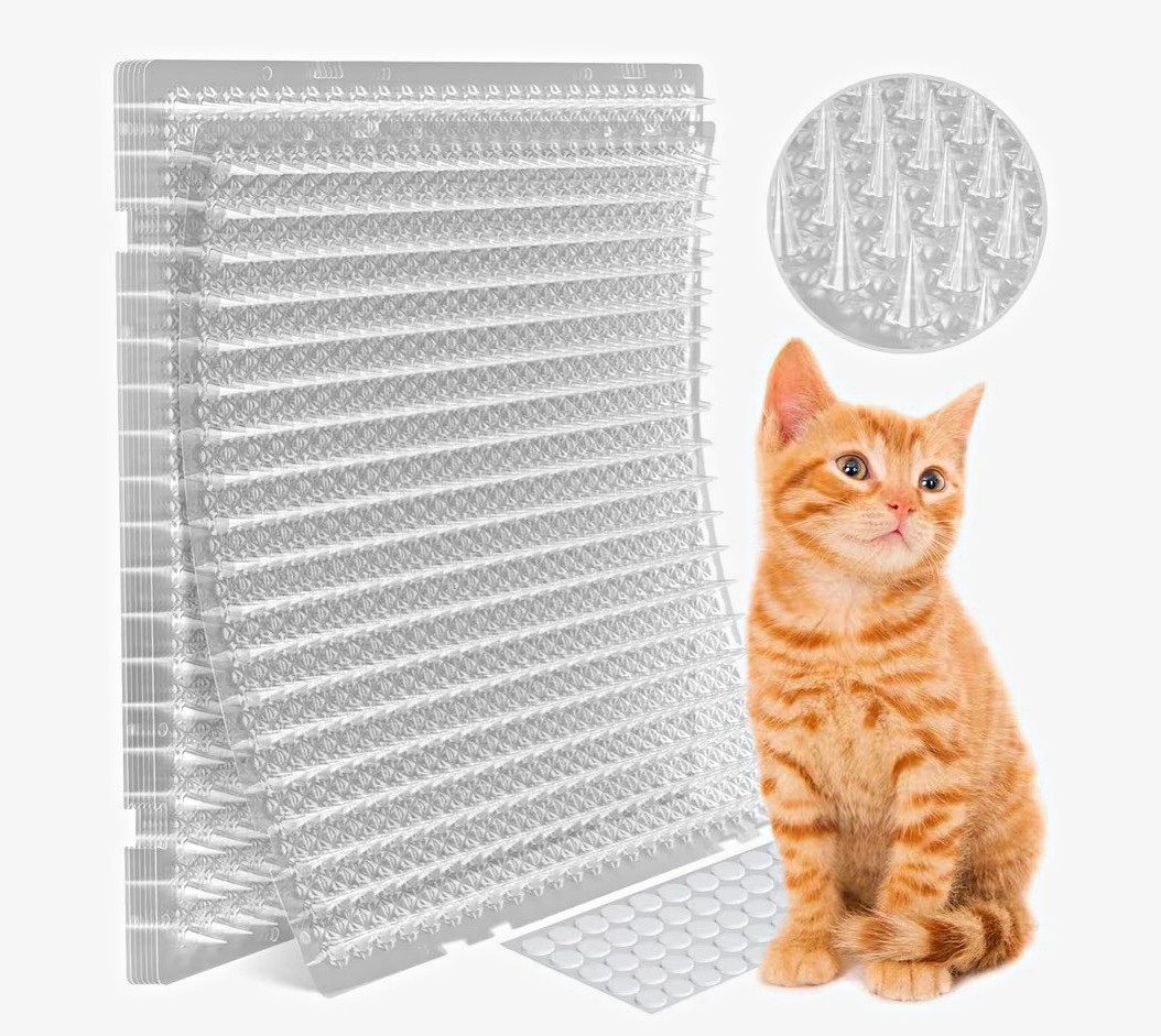 Clear Plastic Cat Deterrent Spike Mat Strips, Multiple Panels, Mesh Type